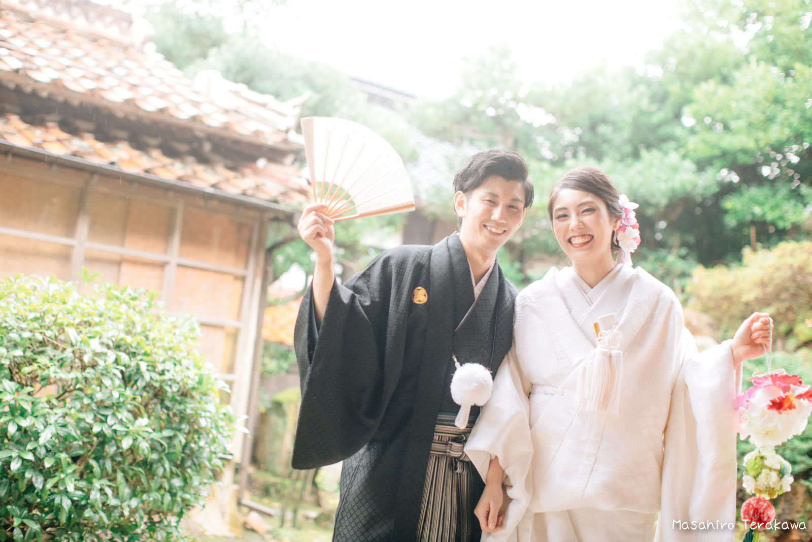 ご自宅（ご実家）で結婚式の和装前撮り（白無垢・綿帽子）1