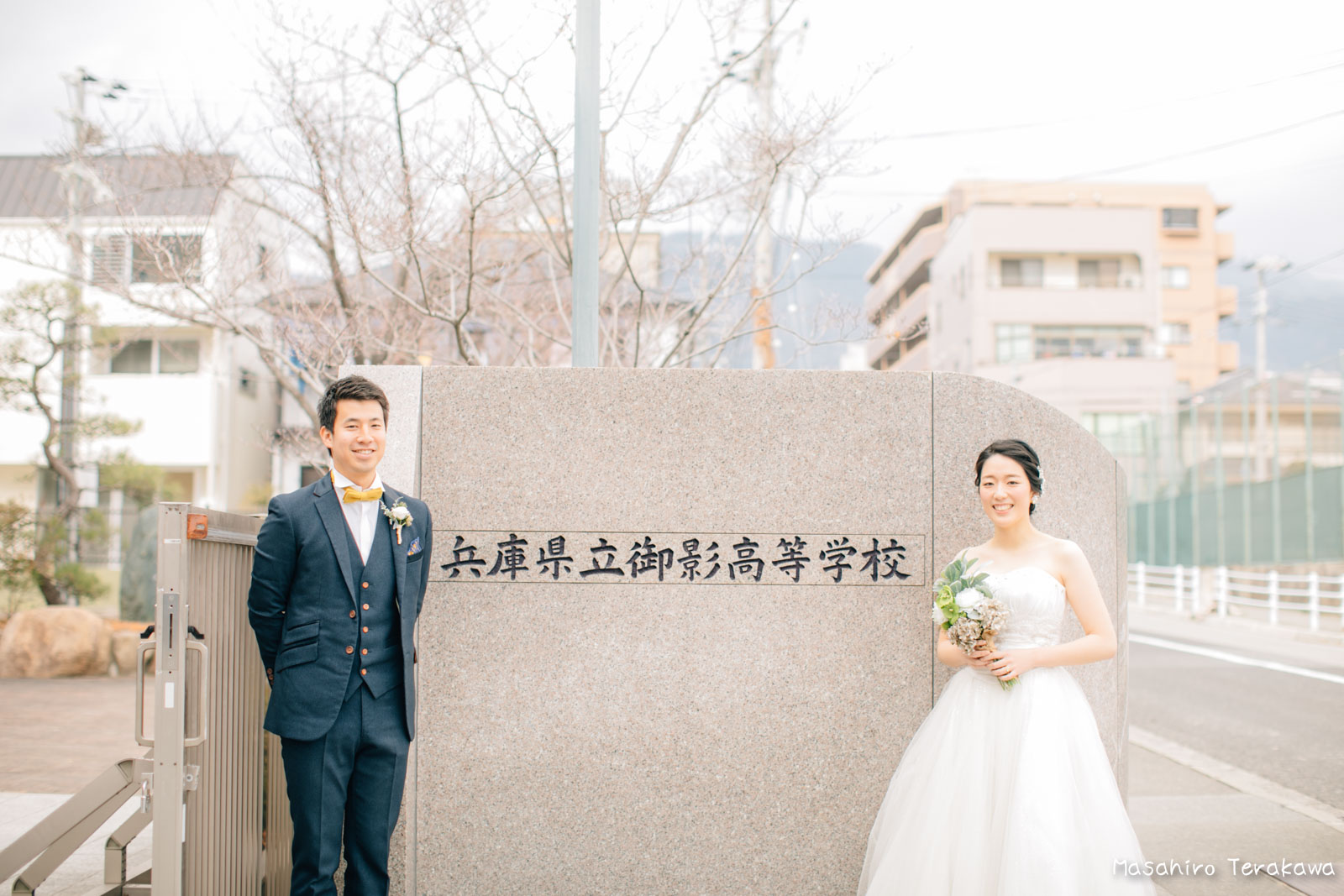 神戸の学校（母校）にて結婚式前撮り2